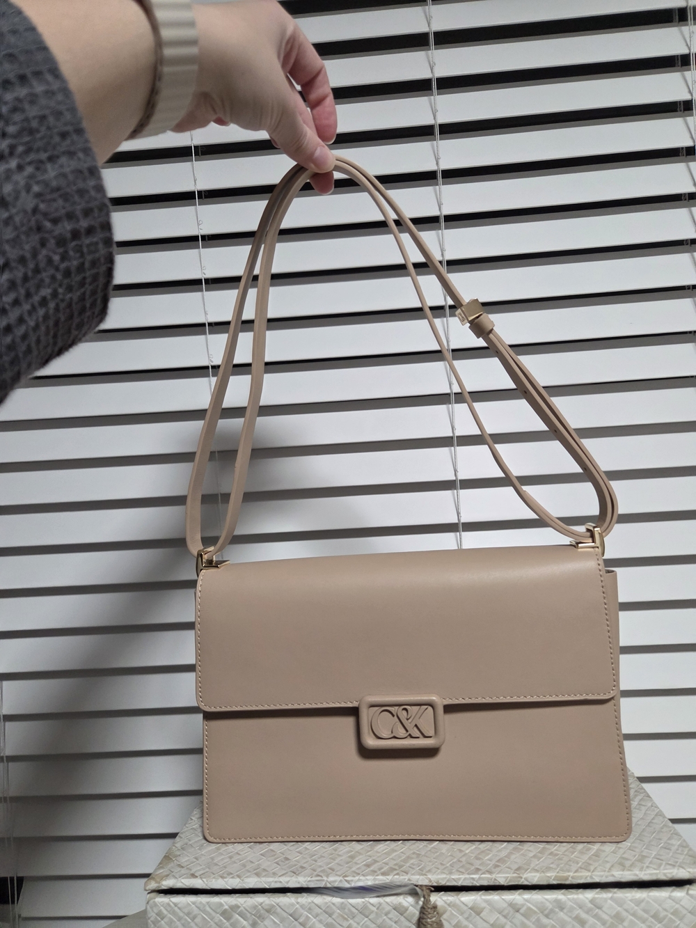 Nude Leather Shoulder Bag